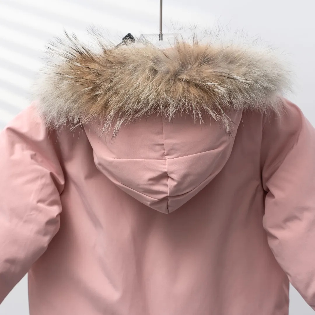 P660 CANADA GOOSE丨Canada Goose C08 children's clothing, children's hooded down jacket Color: Shapi Pink Size: 110-160